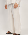 Linen Straight Fit Pants - Off White