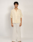 Linen Straight Fit Pants - Off White