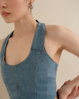 Denim Halter Neck Corset