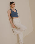 Wide Leg Panelled Pants - Off White