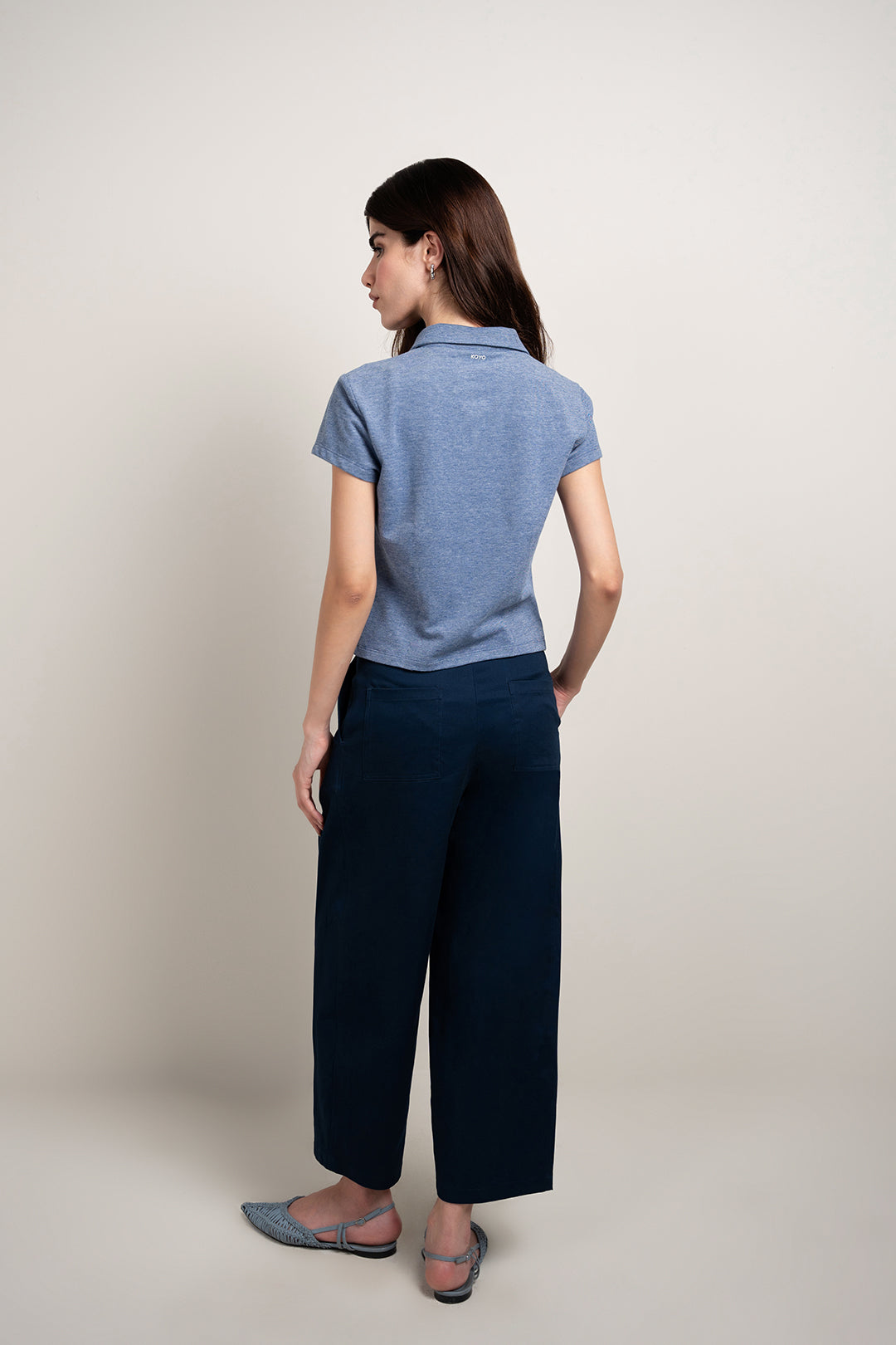 Knitted Button Up-Melange Blue