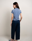 Knitted Button Up-Melange Blue