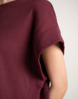 Drop Shoulder Front Forward Tee - Burgundy