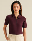 Essential Polo Bodysuit - Wine Red