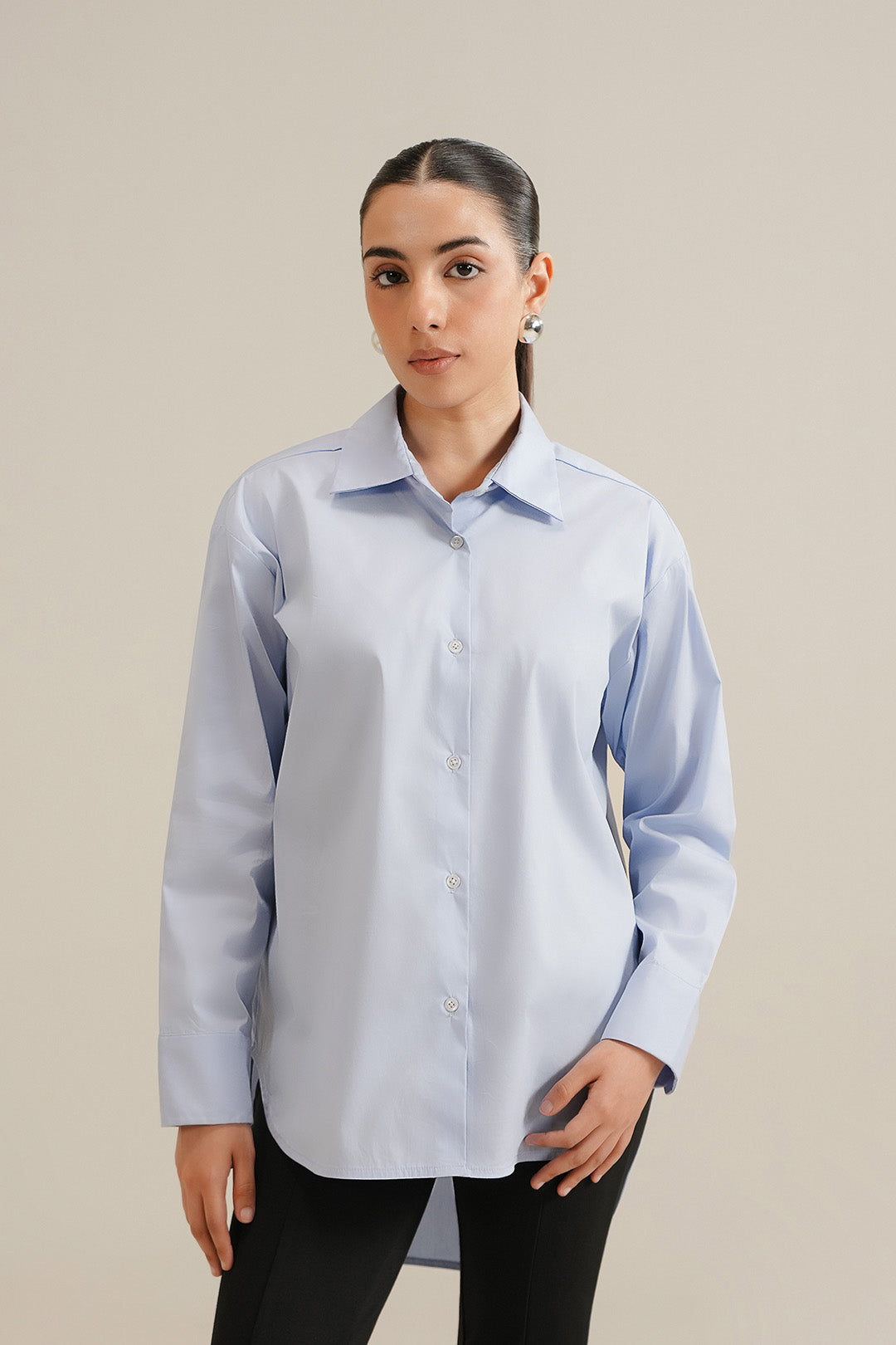 Hi-Lo Button Down - Powder Blue