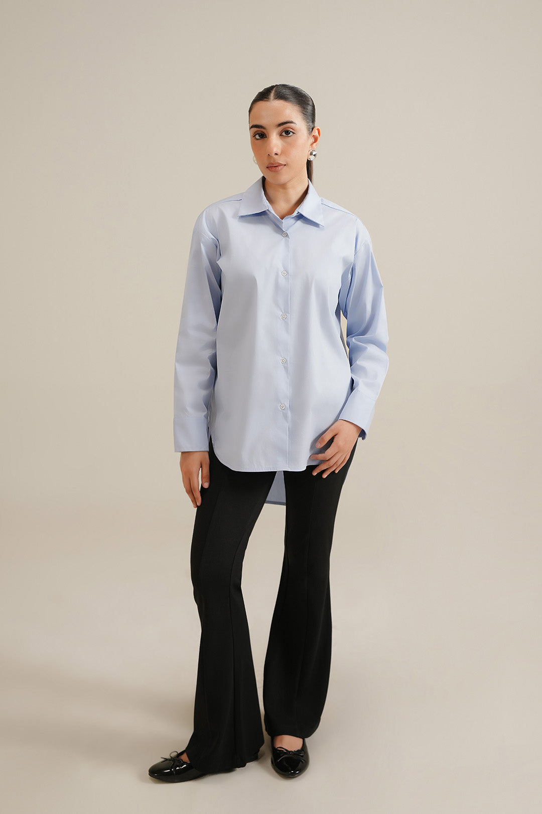 Hi-Lo Button Down - Powder Blue