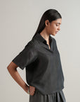 Cropped Button Down - Graphite