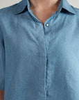 Cropped Button Down - Sky