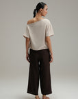 Off Shoulder Cross Hatch Top Sand