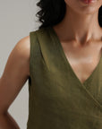 Wrap linen Top - Olive