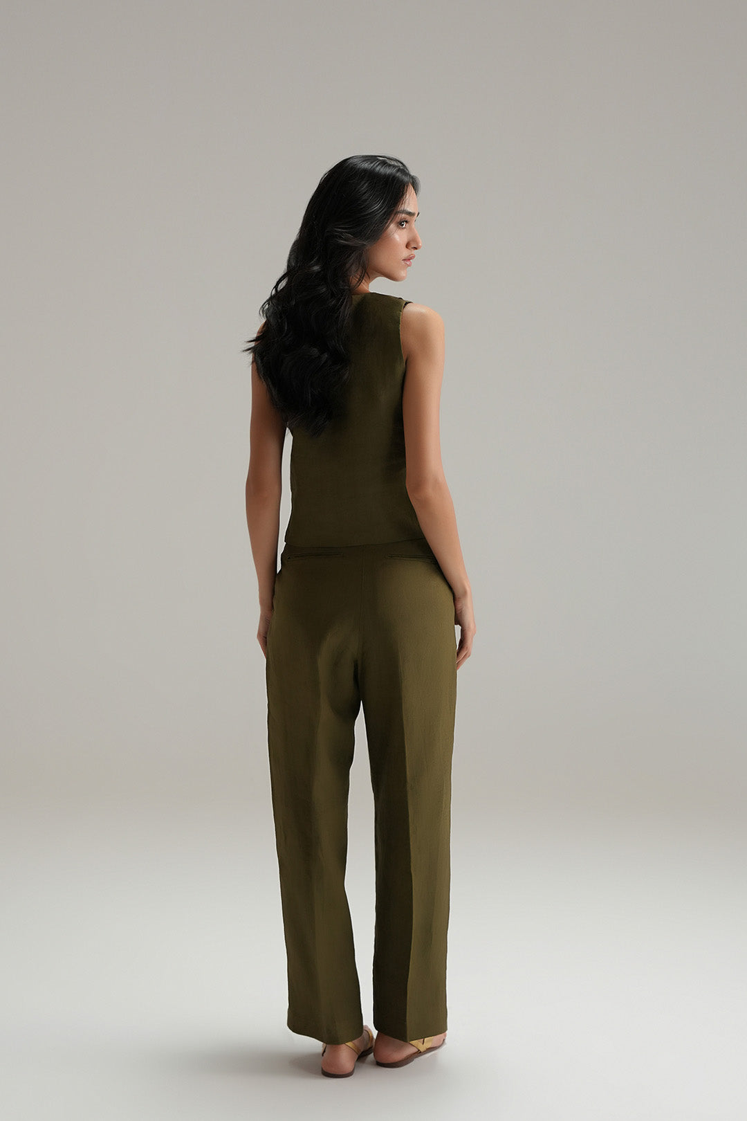 Wrap linen Top - Olive