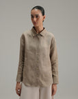 High Low Linen Button Down - Oat