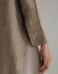 High Low Linen Button Down - Oat