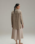 High Low Linen Button Down - Oat