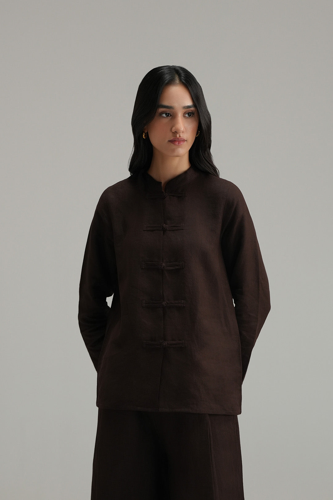 Mandarin Shirt - Mocha