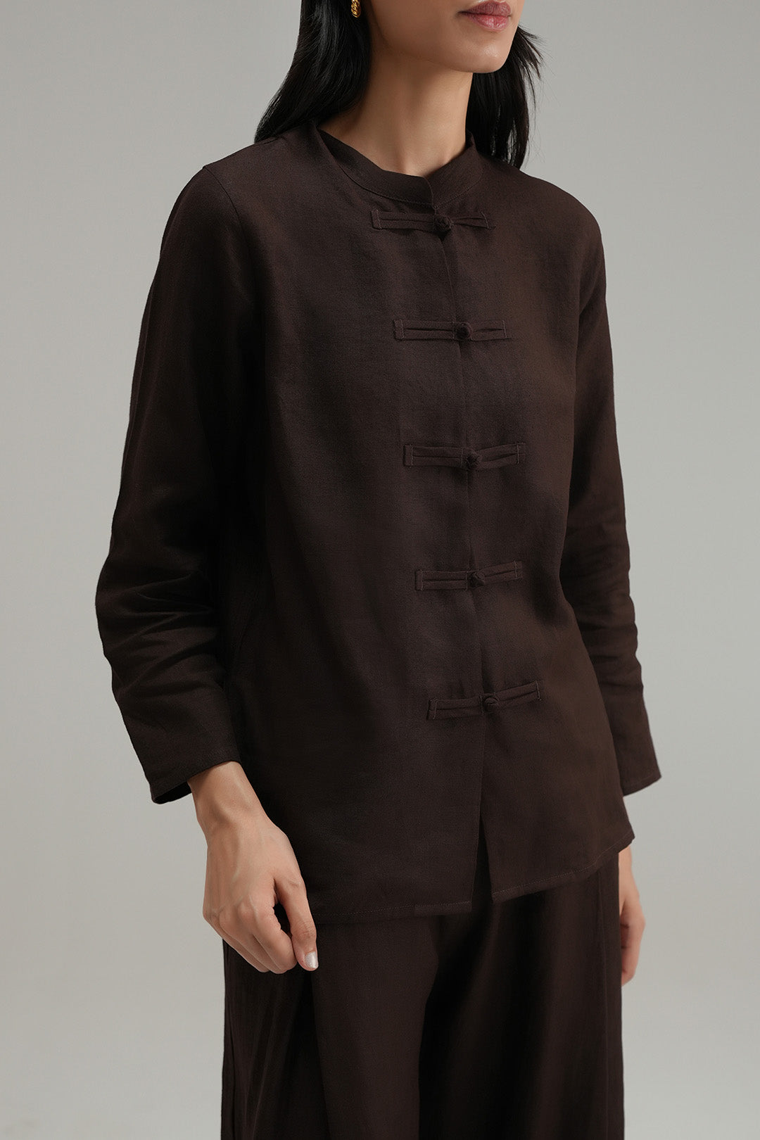 Mandarin Shirt - Mocha