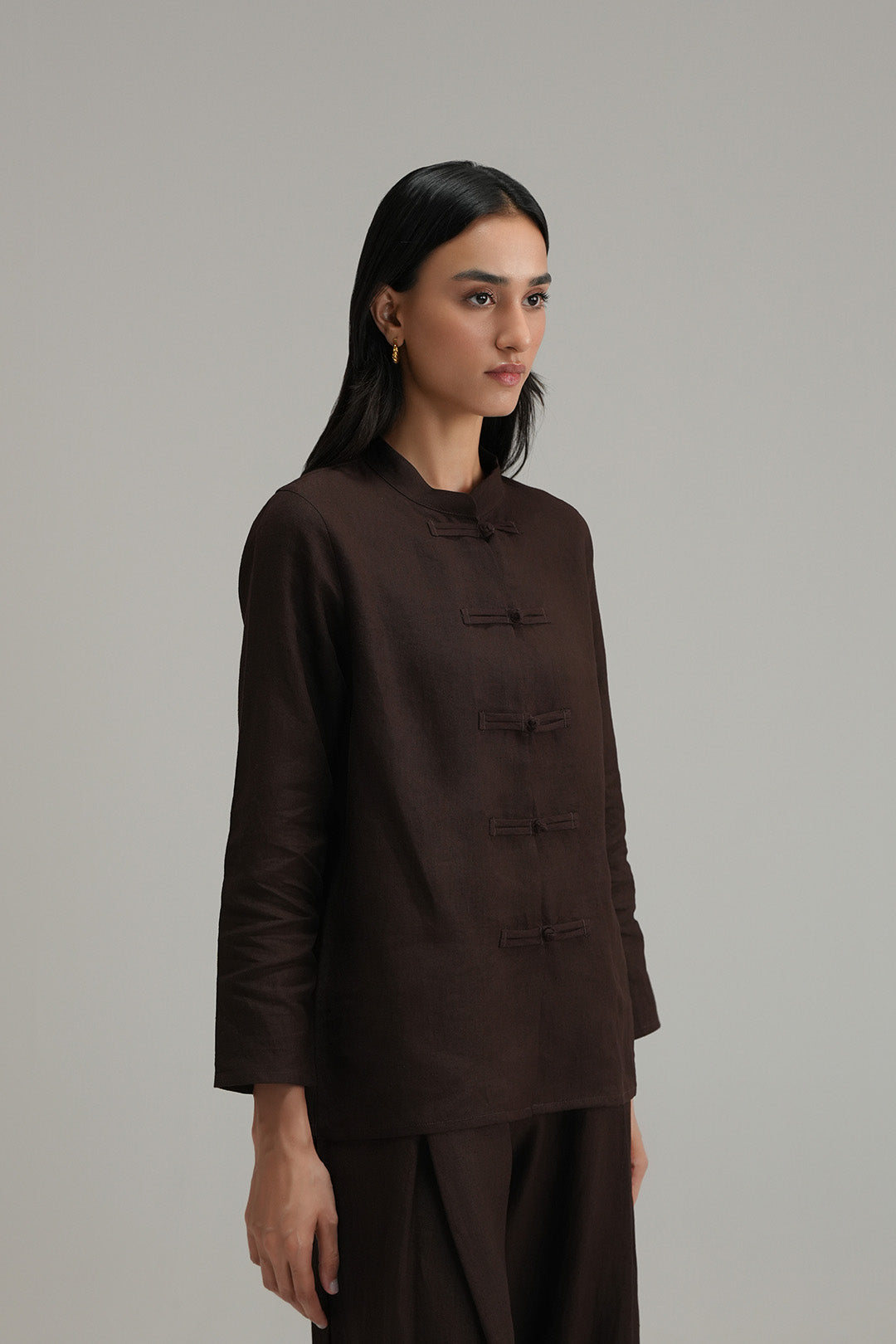 Mandarin Shirt - Mocha