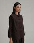 Mandarin Shirt - Mocha