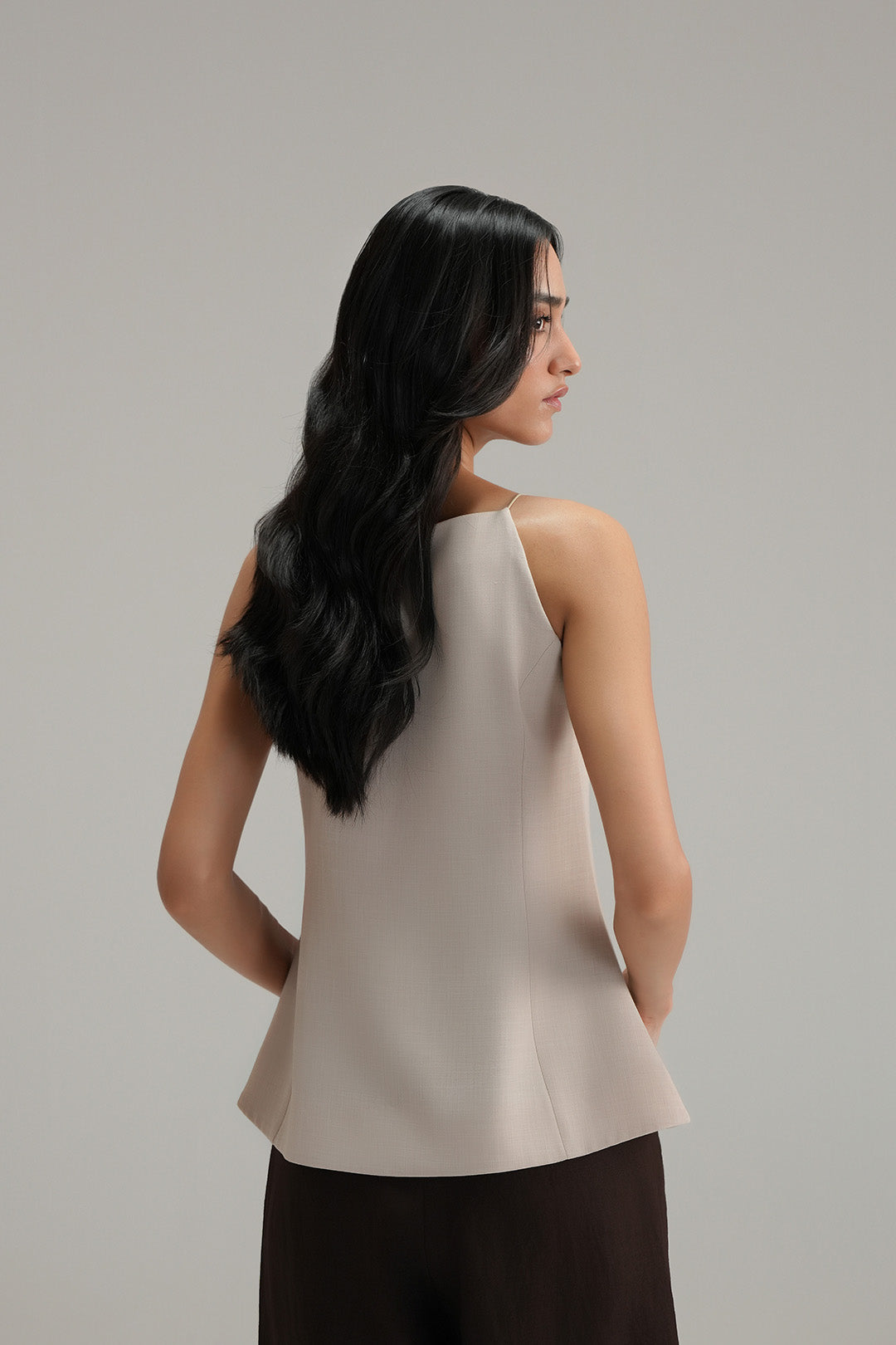 Tailored Cross Hatch Vest - Sand
