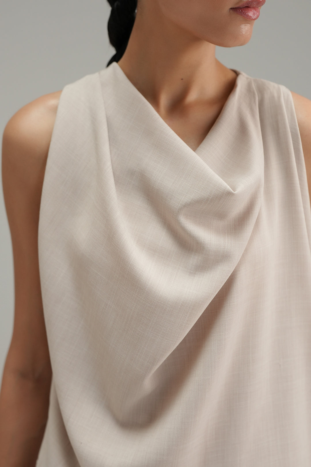 Asymmetrical Drape Top - Sand