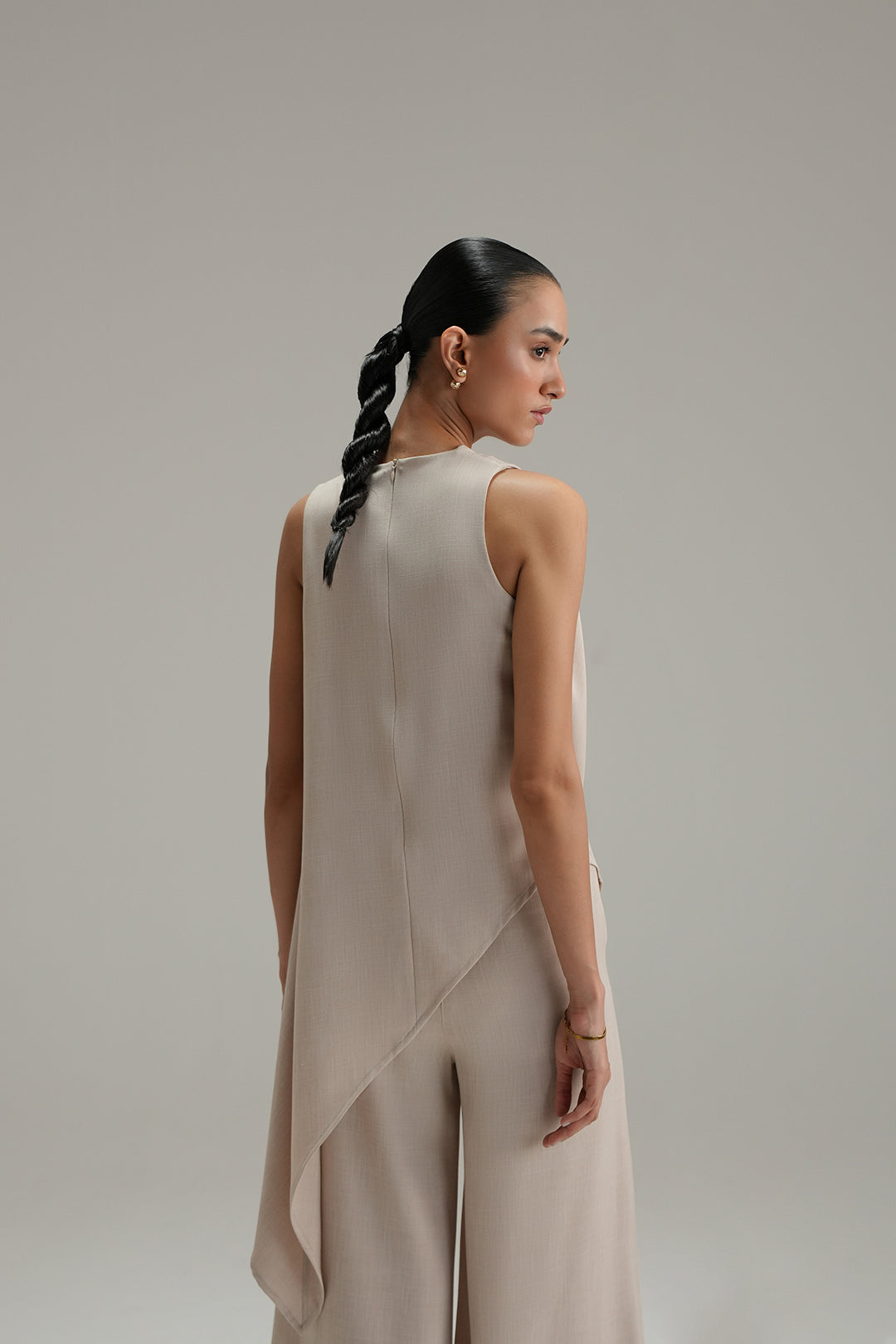 Asymmetrical Drape Top - Sand
