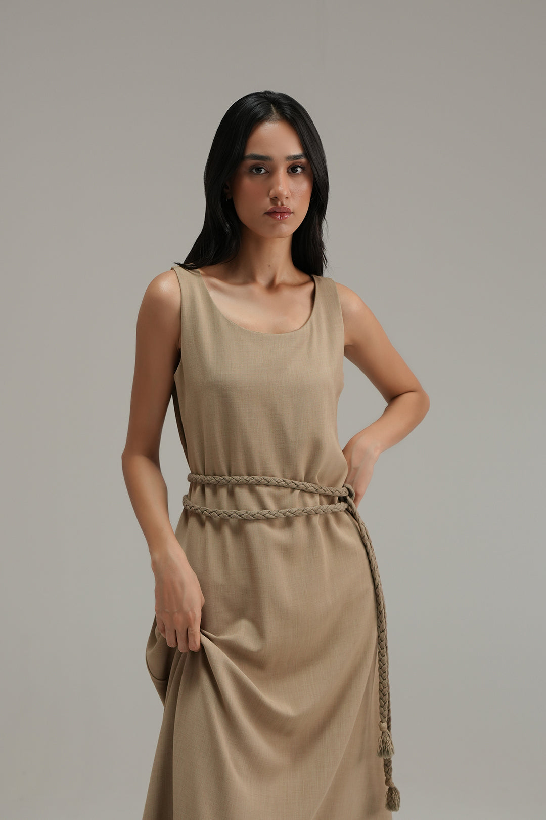 Resort Crosshatch Dress - Caramel
