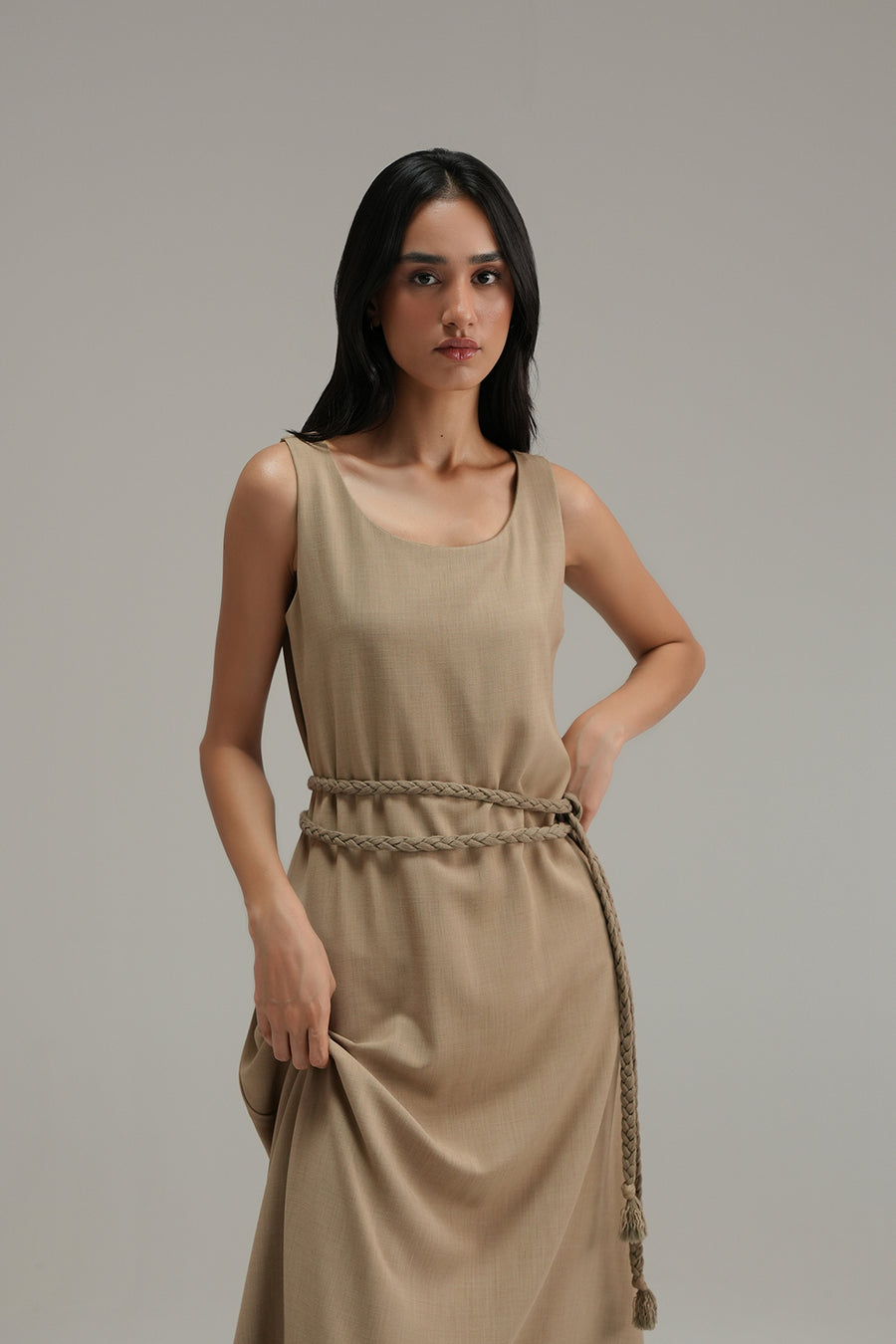 Resort Crosshatch Dress - Caramel