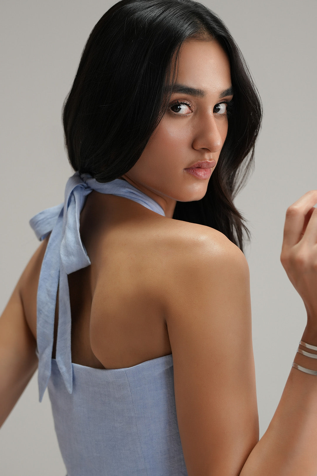 Halter Linen Top - Classic Blue