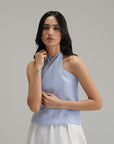 Halter Linen Top - Classic Blue