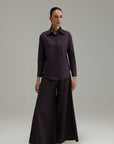 Flared Linen Pants - Aubergine