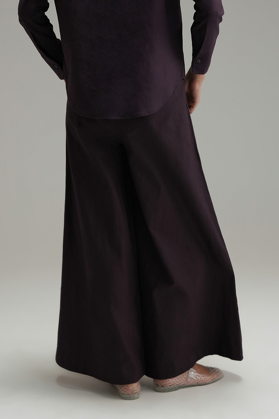 Flared Linen Pants - Aubergine