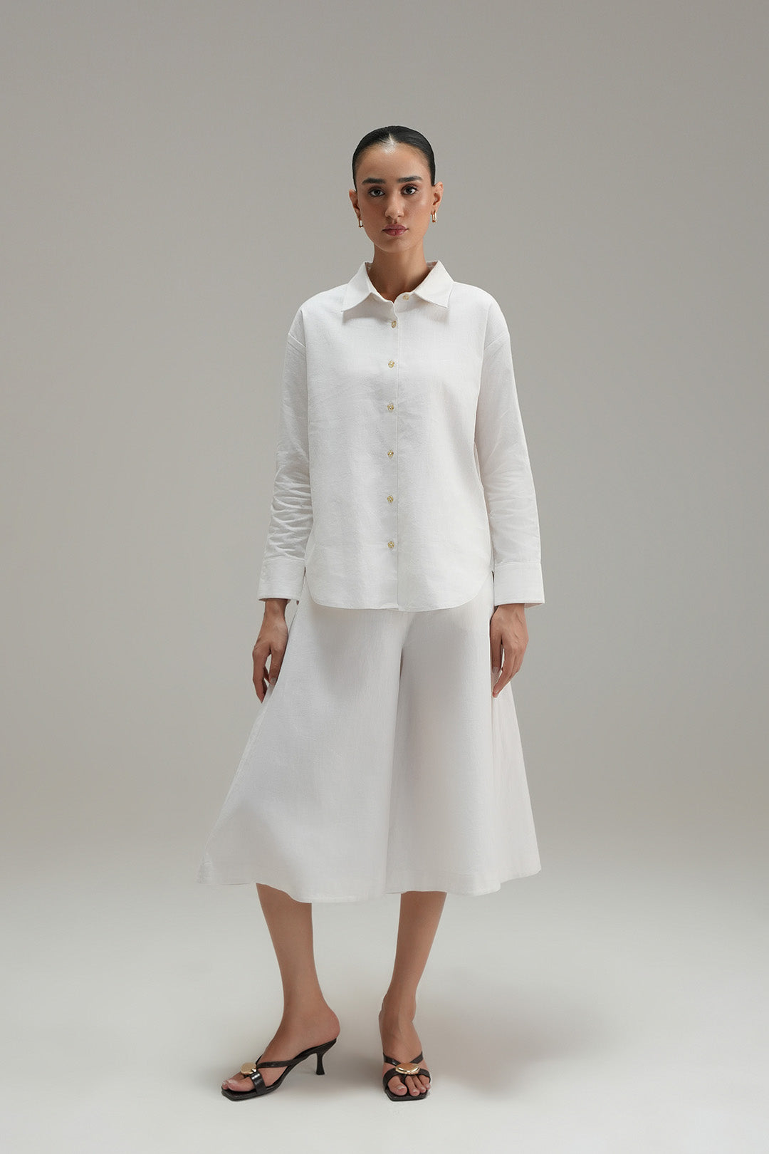 Linen Flare Culottes - Ivory