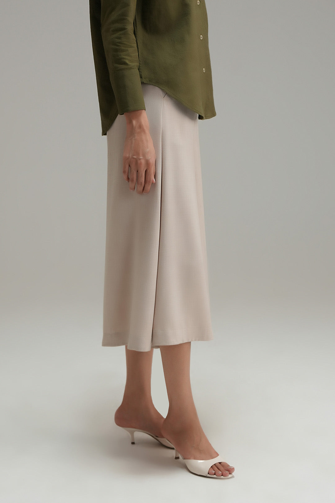 Flared Cross Hatch Culottes - Sand