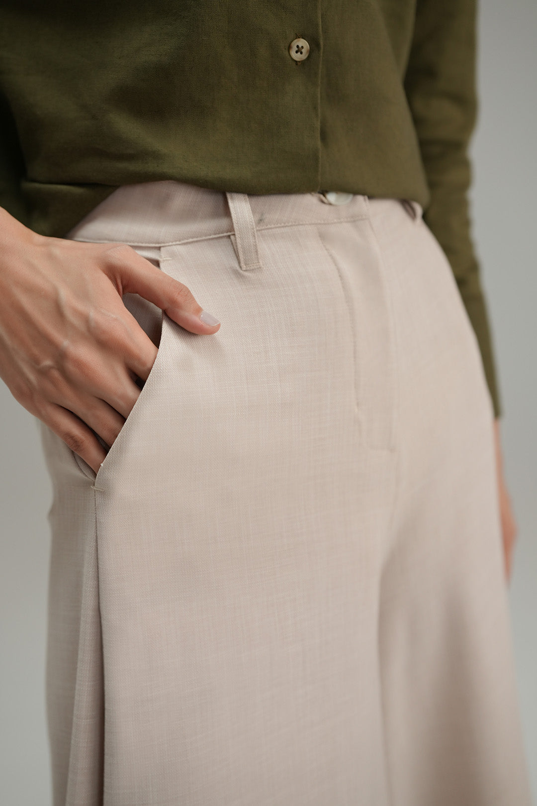 Flared Cross Hatch Culottes - Sand