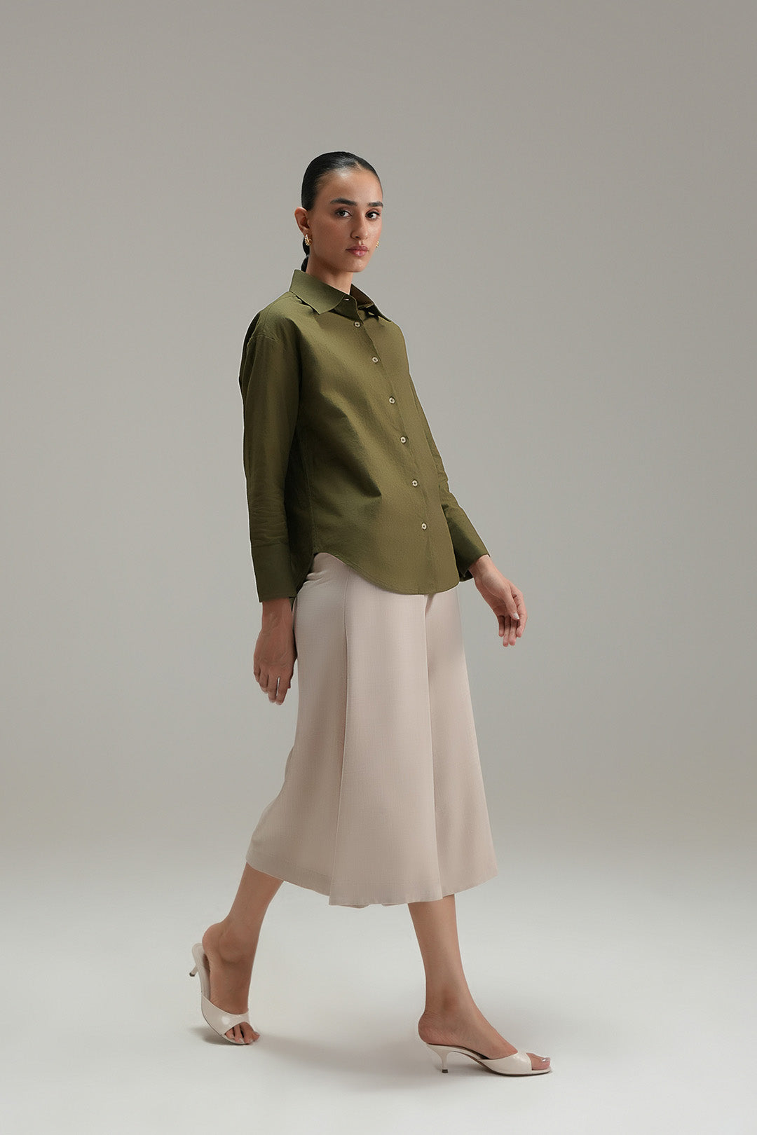 Flared Cross Hatch Culottes - Sand