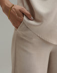 Flared Cross Hatch Pants - Sand