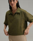 Essential Linen Overshirt - Olive