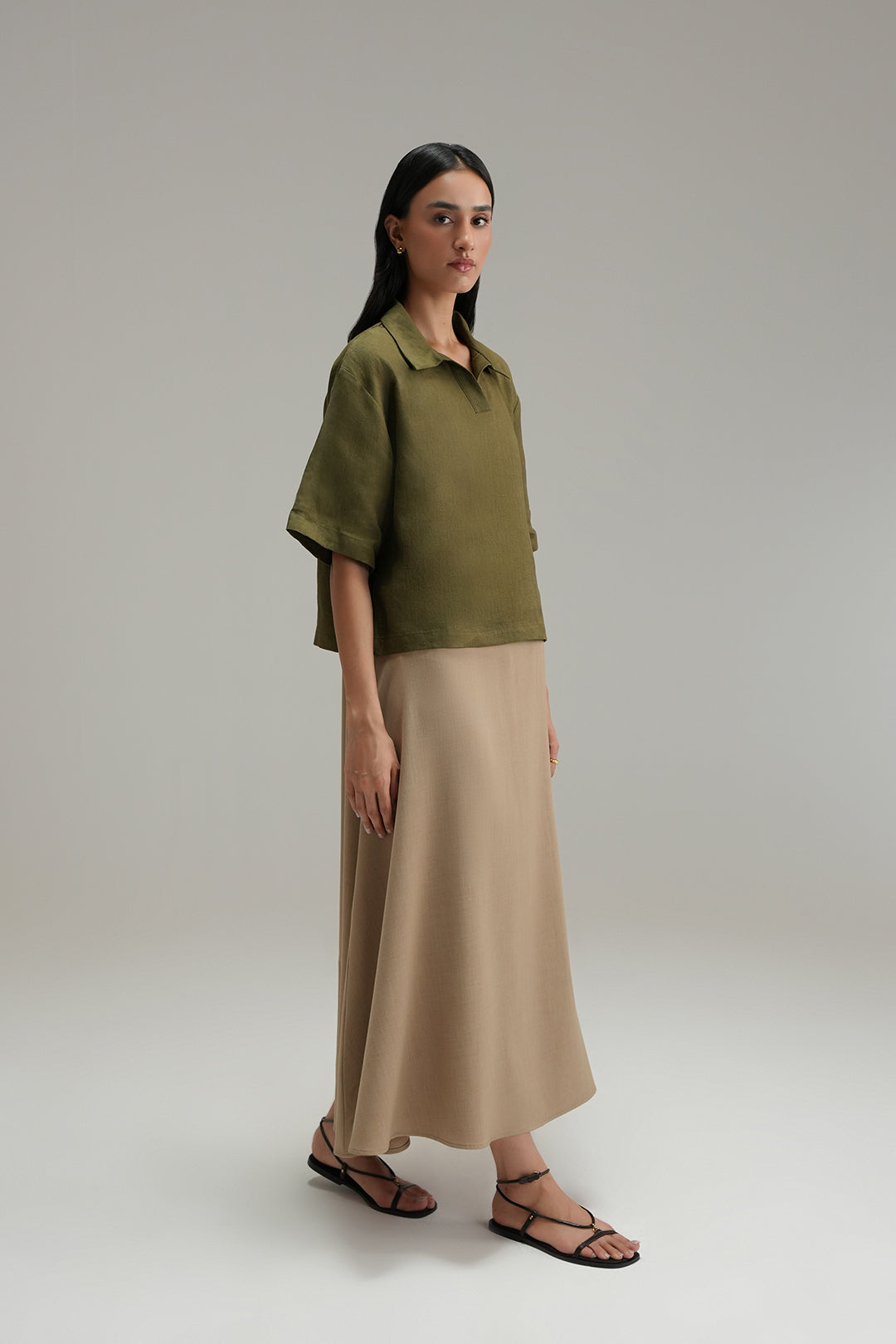 Essential Linen Overshirt - Olive