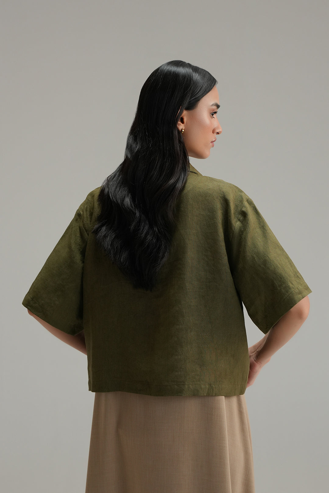 Essential Linen Overshirt - Olive