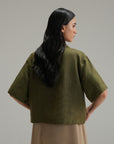 Essential Linen Overshirt - Olive