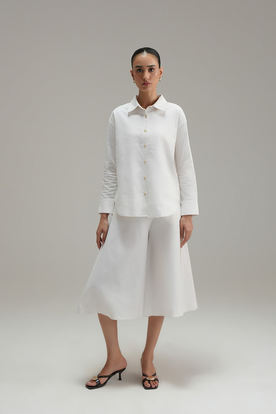 High Low Button Down - Ivory