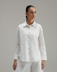 High Low Button Down - Ivory