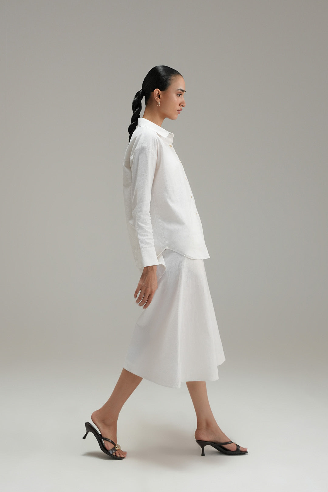 High Low Button Down - Ivory