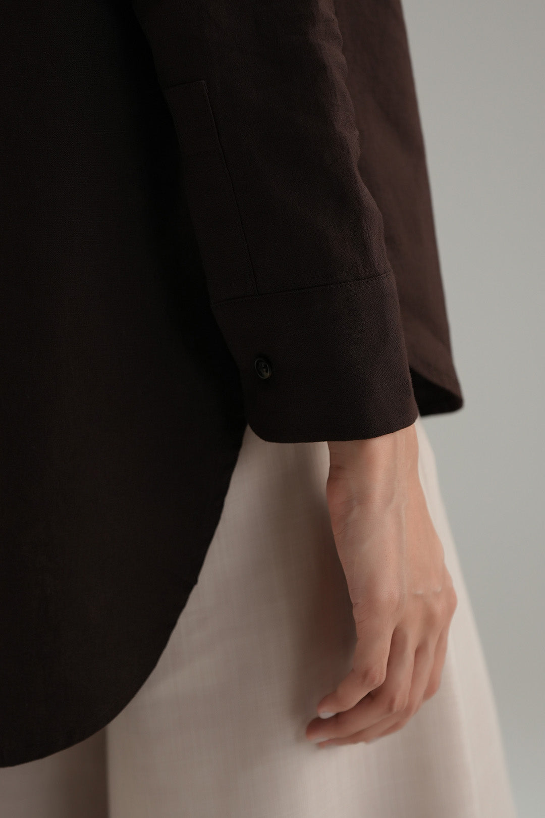 High Low Button Down - Mocha