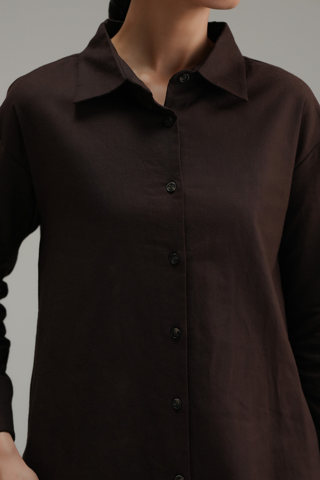 High Low Button Down - Mocha