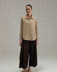 High Low Cross Hatch Button Down - Caramel