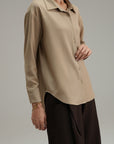 High Low Cross Hatch Button Down - Caramel
