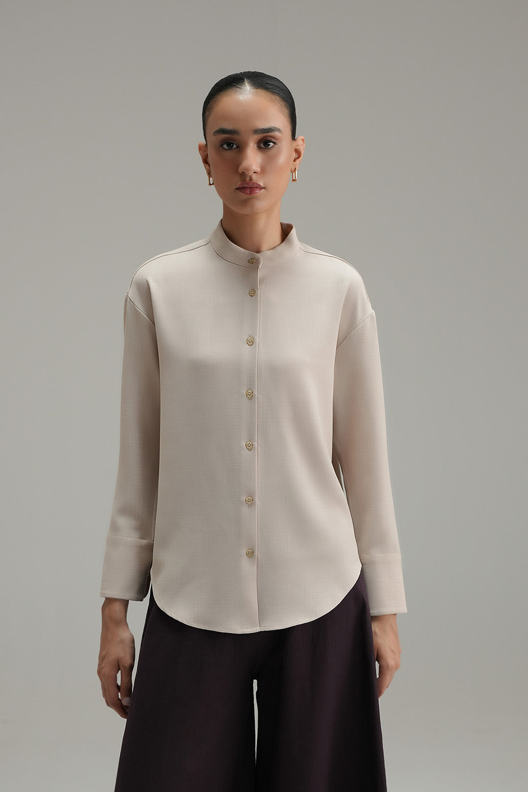 Band Cross Hatch Button Down-Sand