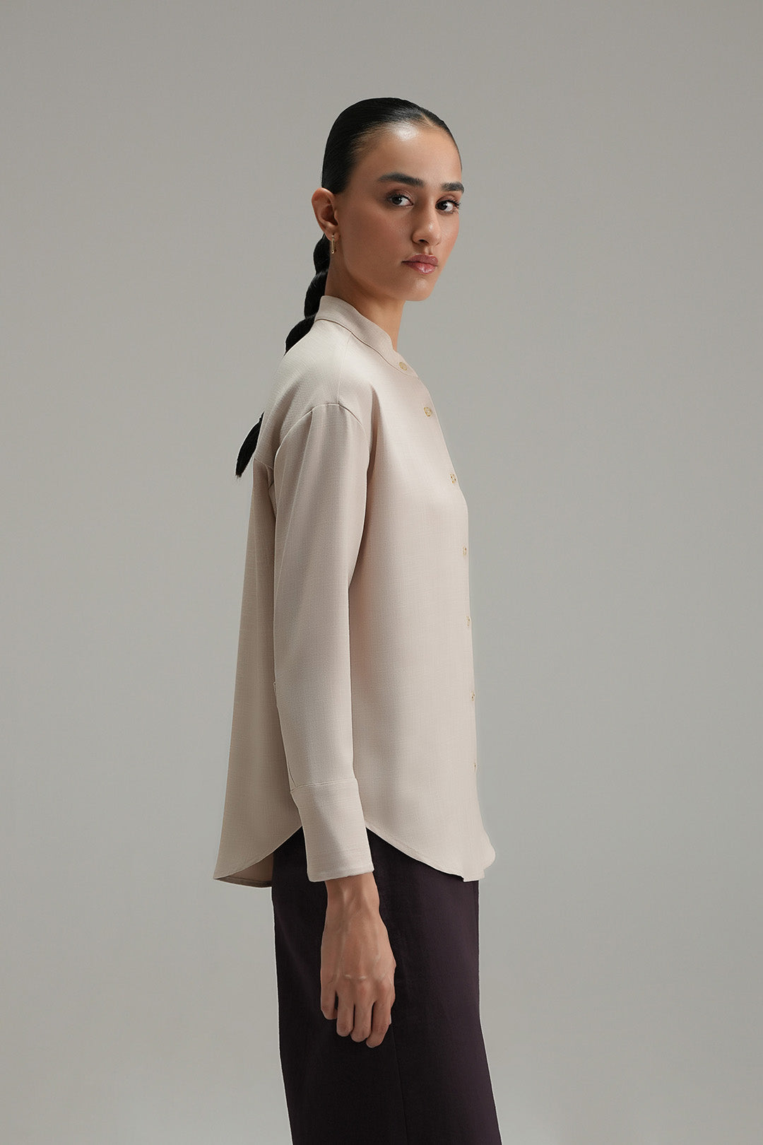 Band Cross Hatch Button Down-Sand