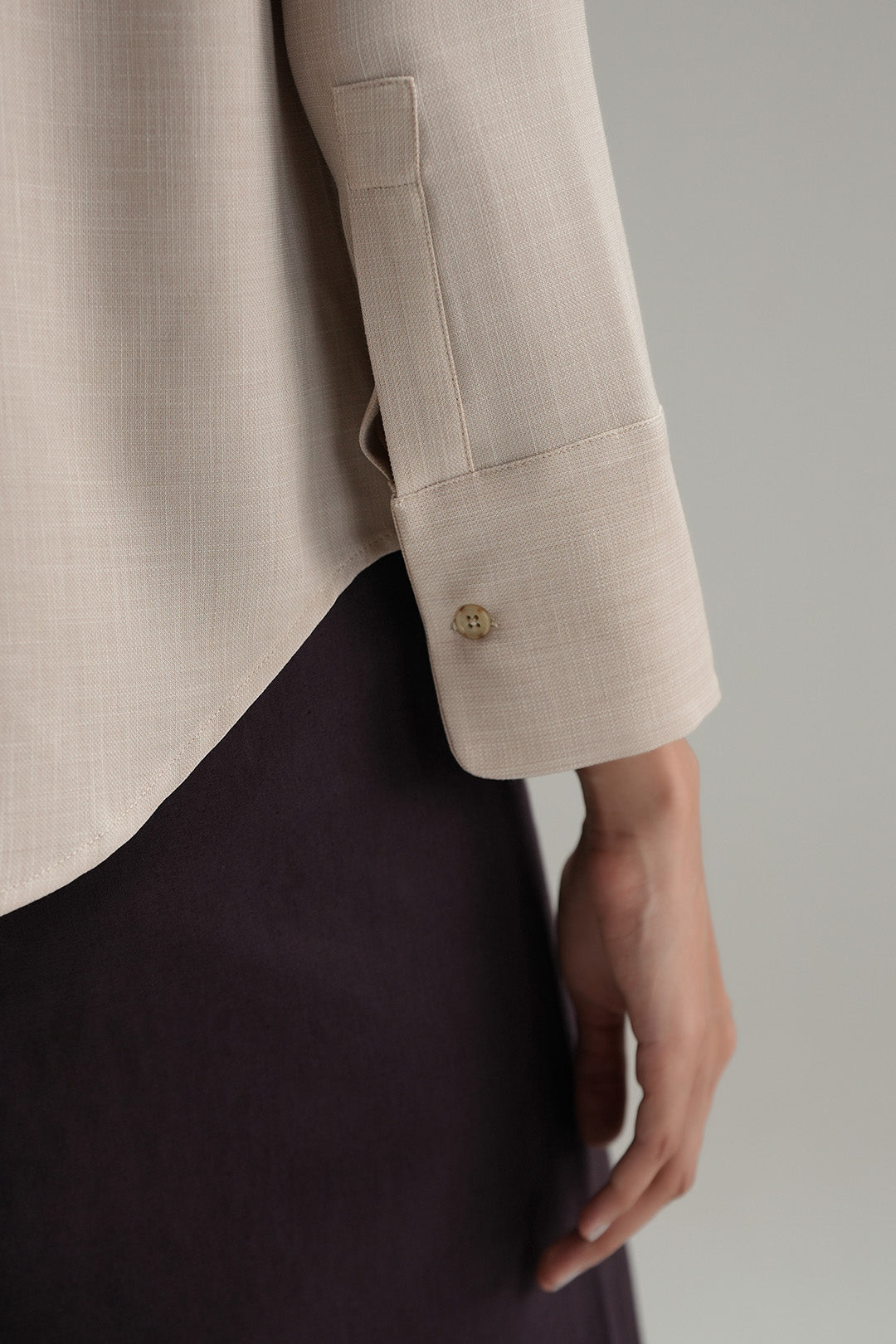 Band Cross Hatch Button Down-Sand